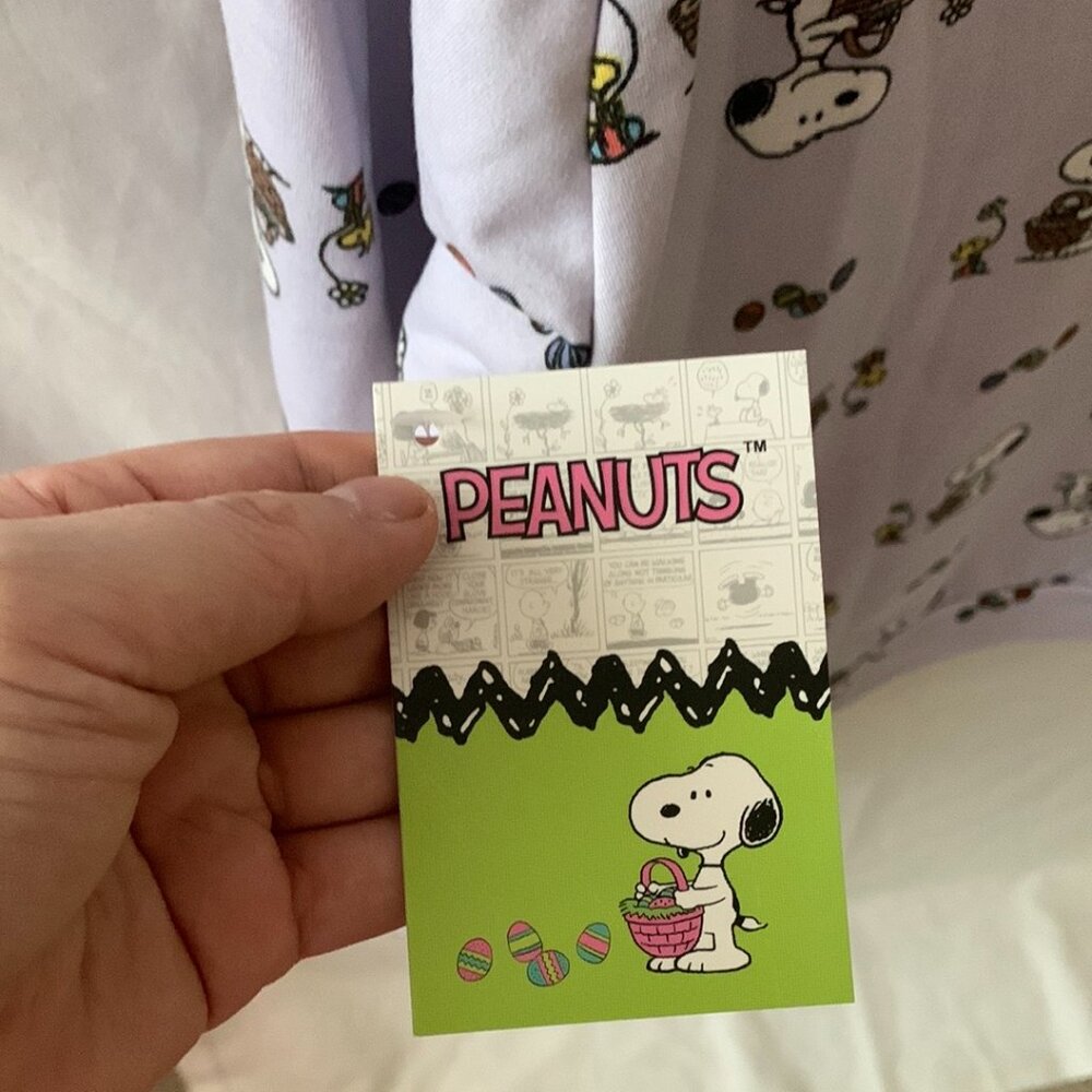 PEANUTS Snoopy Easter Egg Hunt Fleece Lined Hoodie Sweater & Shorts Sz LARGE - Picture 5 of 7